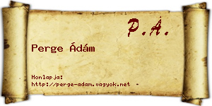Perge Ádám névjegykártya